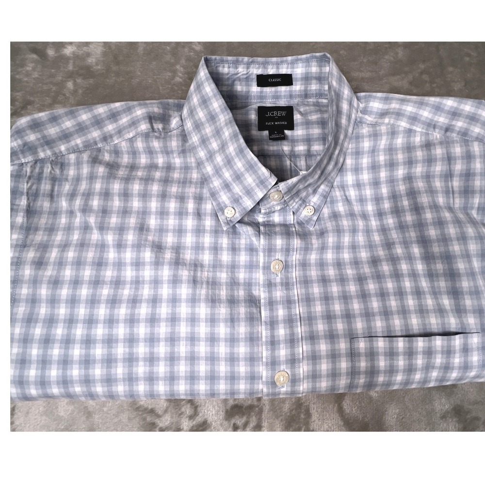 NWT J. Crew Flex Washed Classic Fit Button Down Gingham Shirt - Men's Size Large